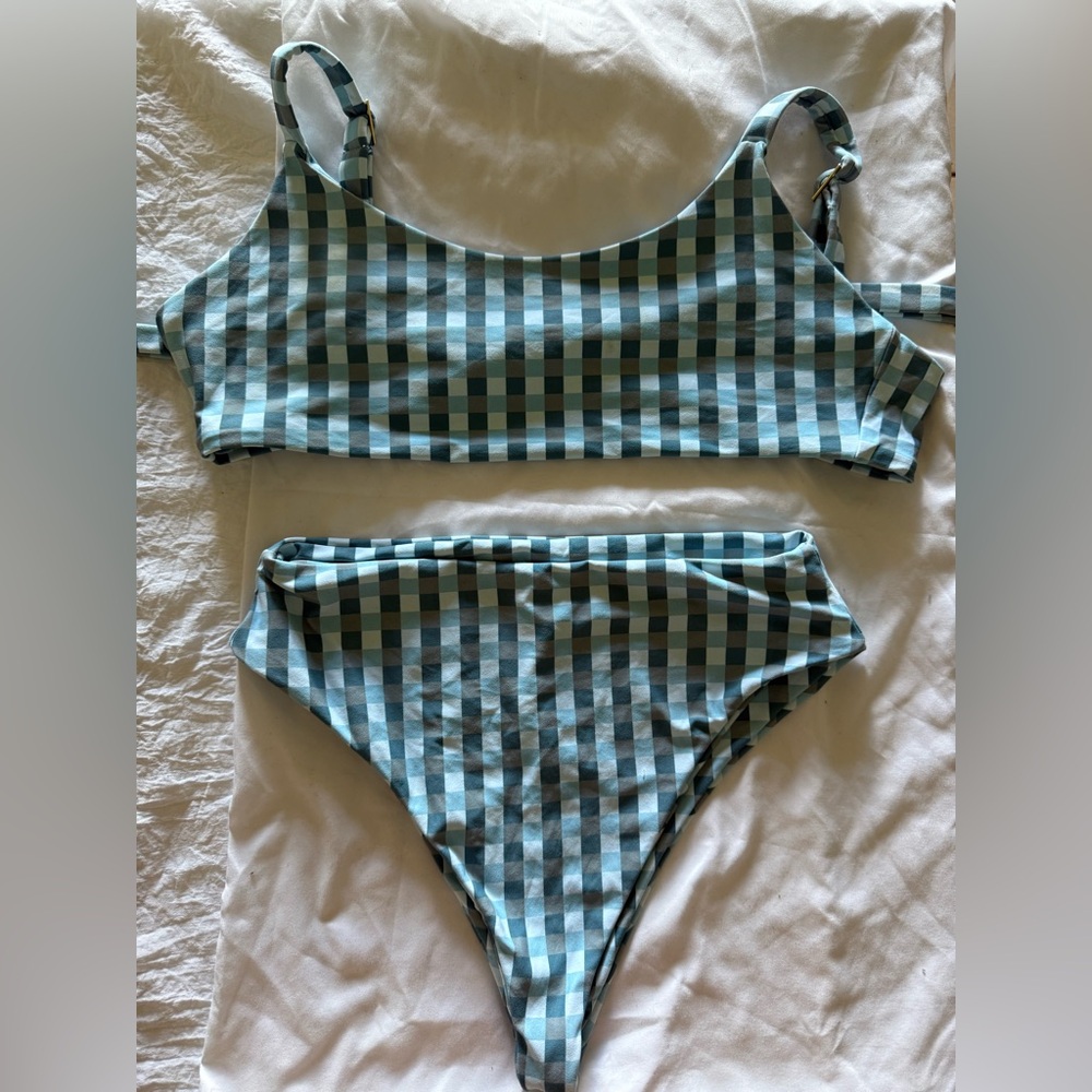 Blue gingham bikini
